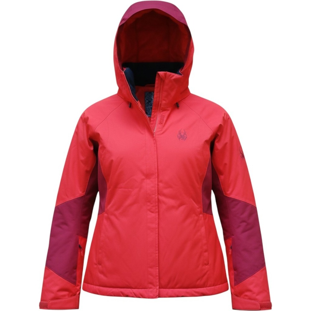 Spyder Womens XL Gorpcore Alpine Technical Hooded Color Block Ski Jacket Red